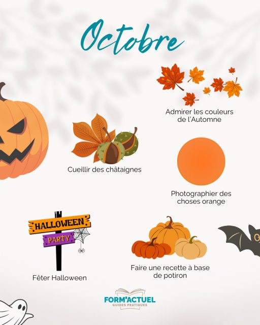 Quoi ? Nous sommes déjà en Octobre !?
🎃 Alors nous vous avons réservé un petit listing de chose à faire ce mois-ci.
💡Vous avez d’autres idées ? Partagez les ici !
